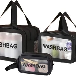 tumyes travel toiletry bag 3 packs translucent waterproof makeup cosmetic bag toiletry bag set with